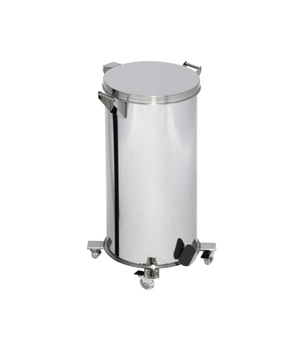 Lixeira Pedal, Rodízio e Alça 100L de Aço Inox 40x80