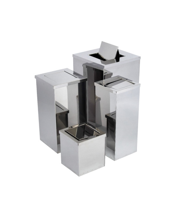 Lixeira Quadrada Basculante 15L de Aço Inox 24X30