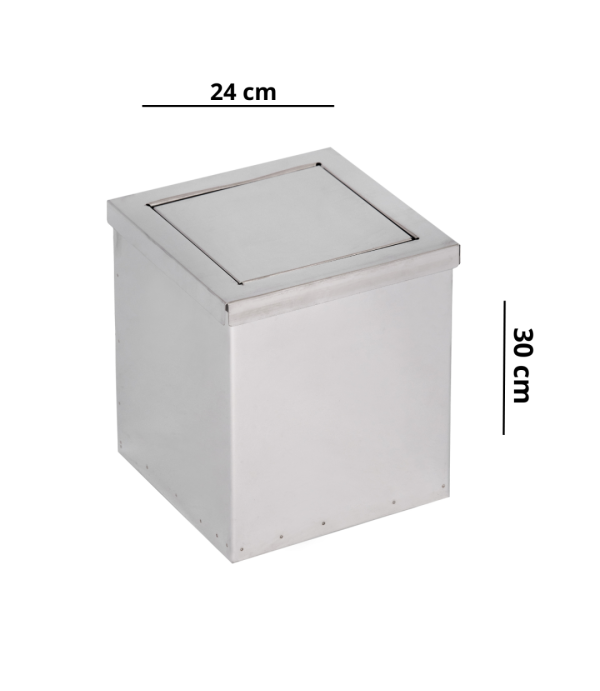 Lixeira Quadrada Basculante 15L de Aço Inox 24X30