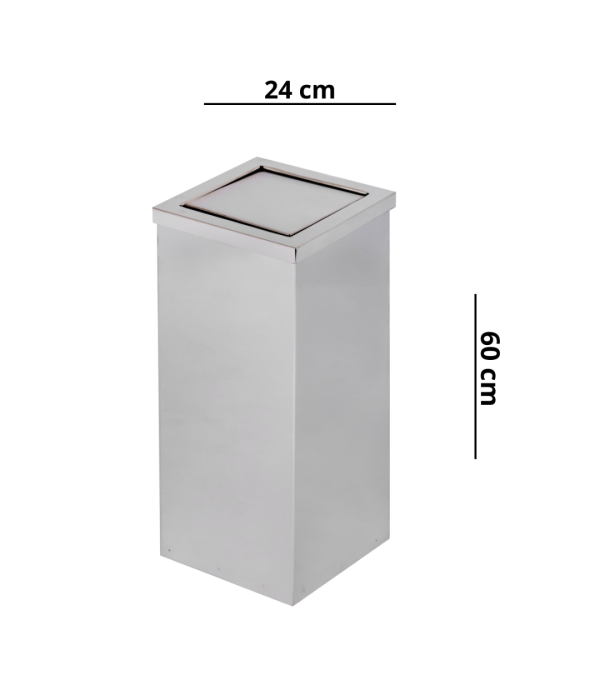 Lixeira Quadrada Basculante 30L de Aço Inox 24X60