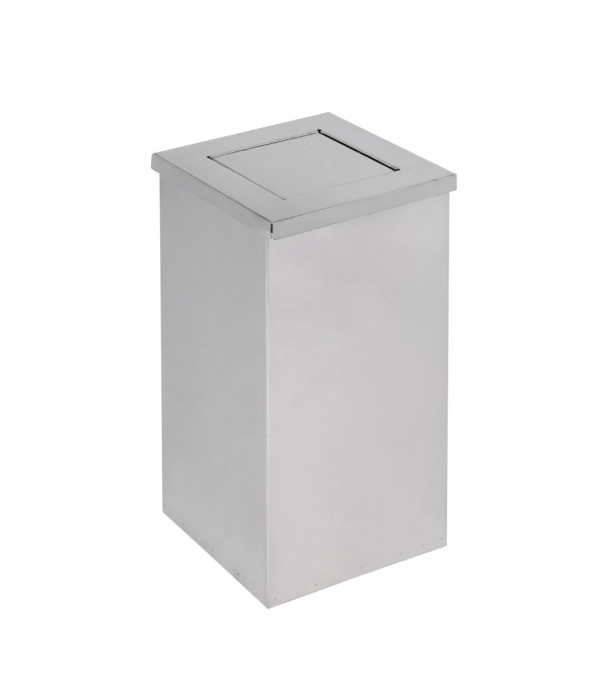 Lixeira Quadrada Basculante 50L de Aço Inox 30X60