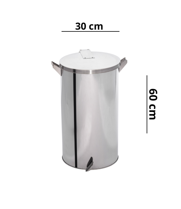 Lixeira Pedal e Alça 50L em Aço Inox 30x60