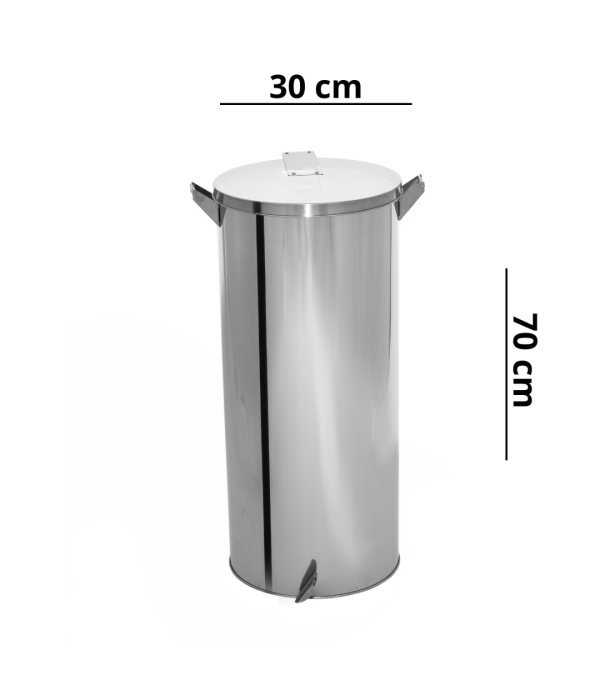 Lixeira Pedal e Alça 60L em Aço Inox 30x70