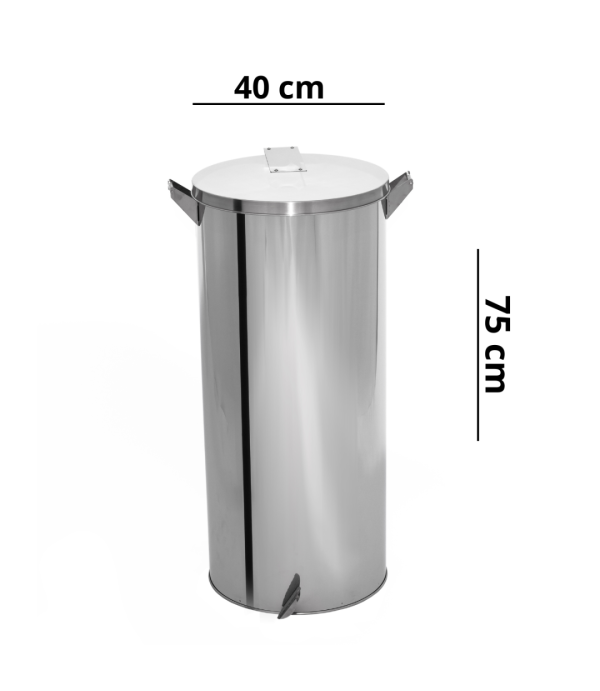 Lixeira Pedal e Alça 95L em Aço Inox 40x75