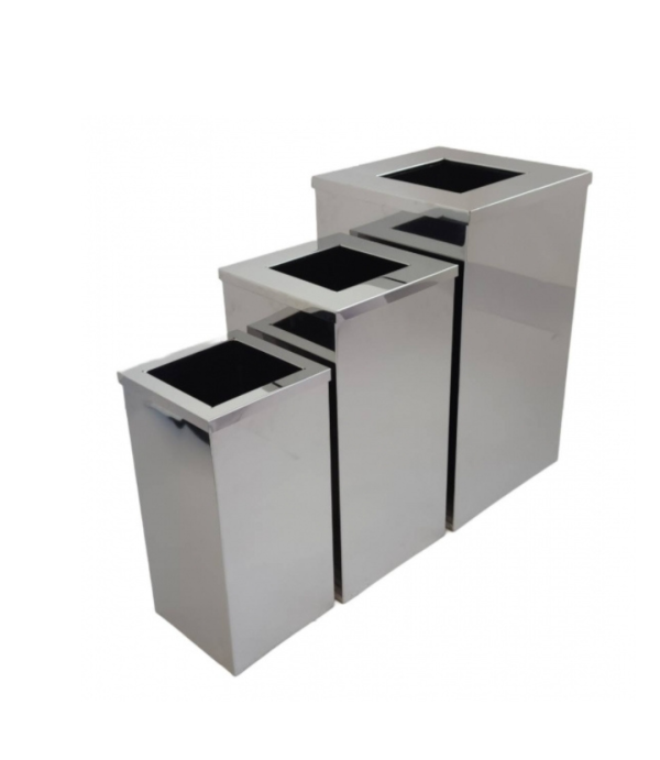 Lixeira Aro Quadrada 15L de Aço Inox 24X30