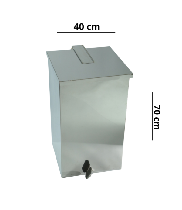 Lixeira Quadrada Pedal 100L de Aço Inox 40x70