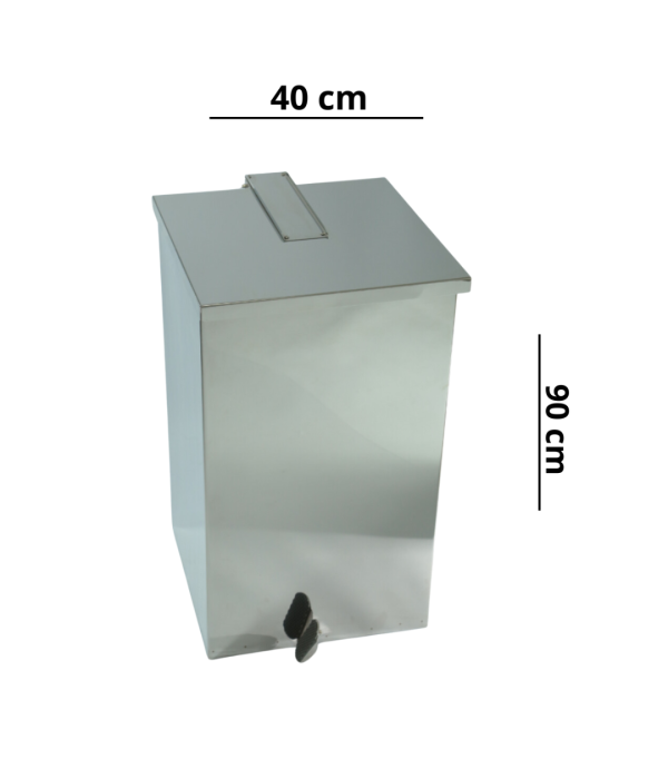 Lixeira Quadrada Pedal 120L de Aço Inox 40x90