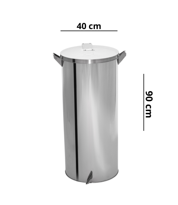 Lixeira Pedal e Alça 120L em Aço Inox 40x90