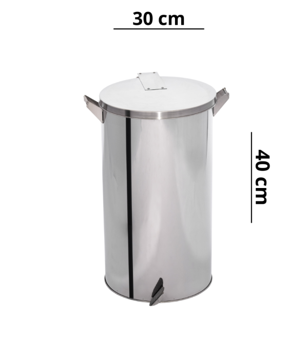 Lixeira Pedal e Alça 30L em Aço Inox 30x40