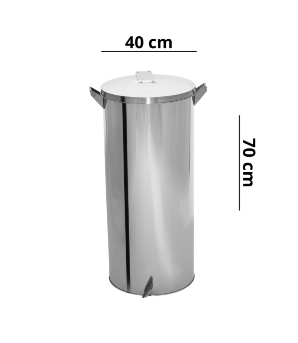 Lixeira Pedal e Alça 80L em Aço Inox 40x70