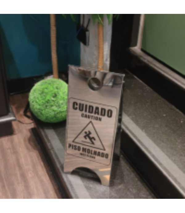 Placa Sinalizadora em Aço inox Piso Molhado