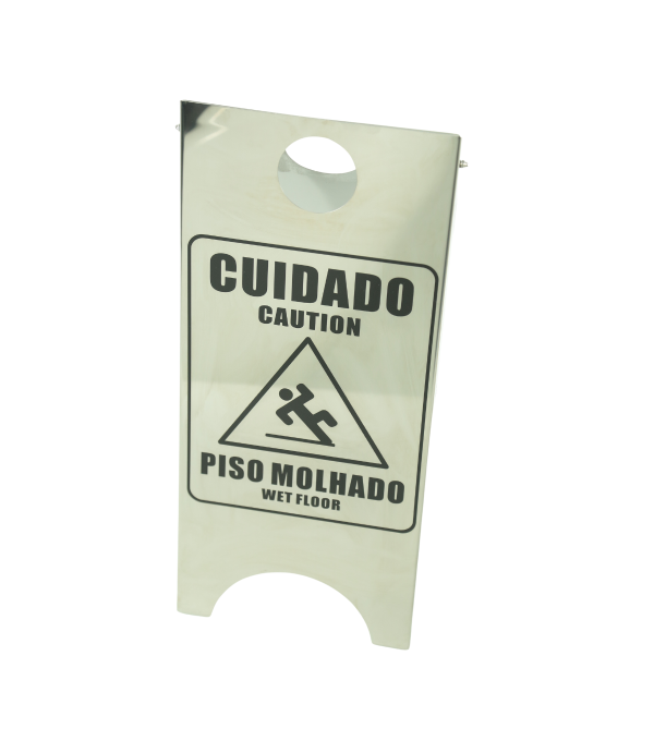 Placa Sinalizadora em Aço inox Piso Molhado